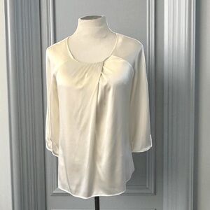 VINCE Silk Classic Ivory Stretch Popover Blouse
